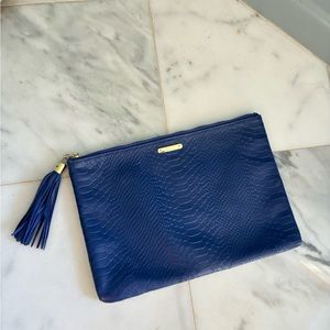 Gigi New York Uber Leather Clutch Blue